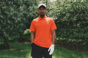 Moisture Wicking Design Manor "Icon Polo"  M - Orange / Green