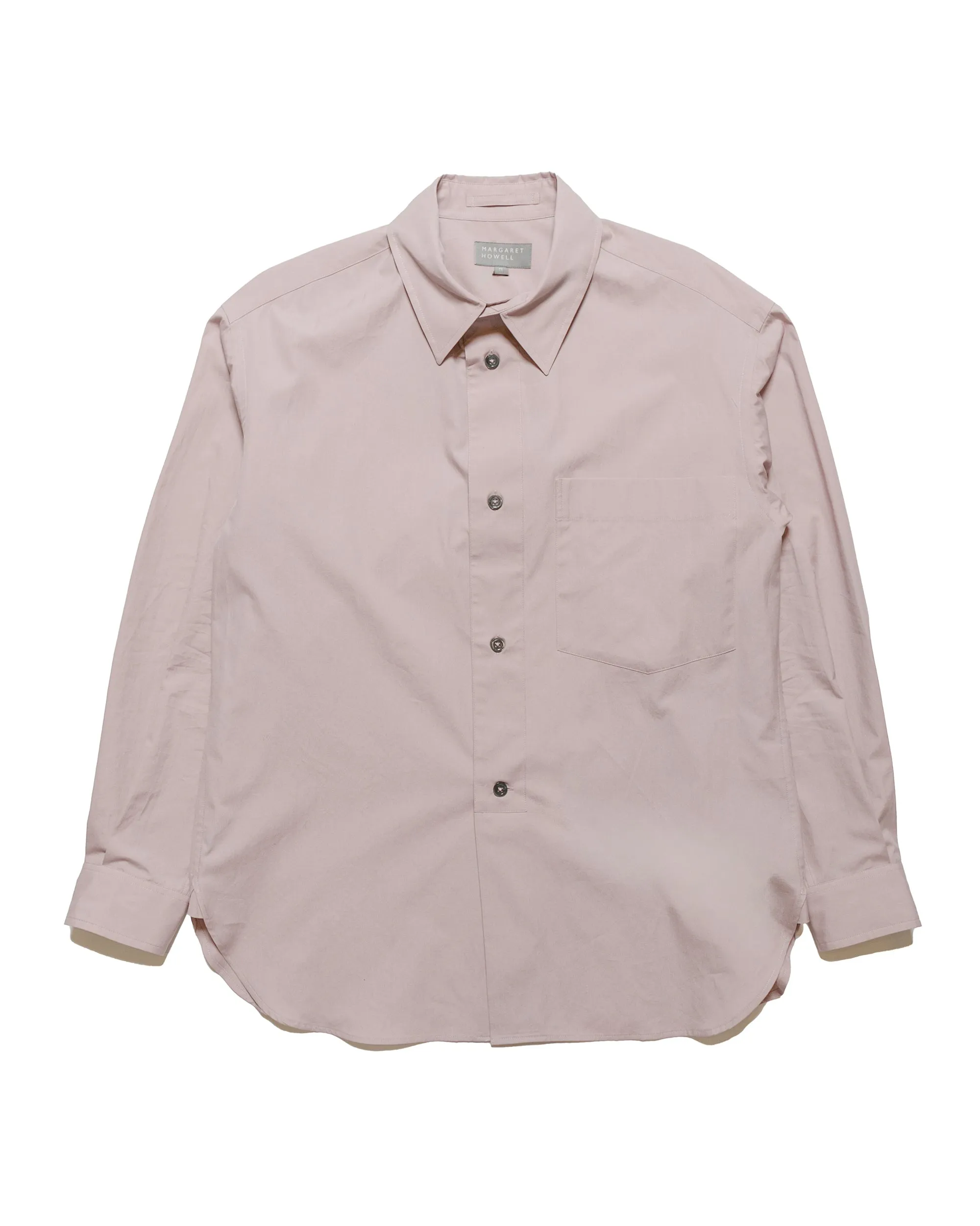 Cooling Core Technology Margaret Howell Half Placket Shirt Paper Cotton Poplin Dusty Pink