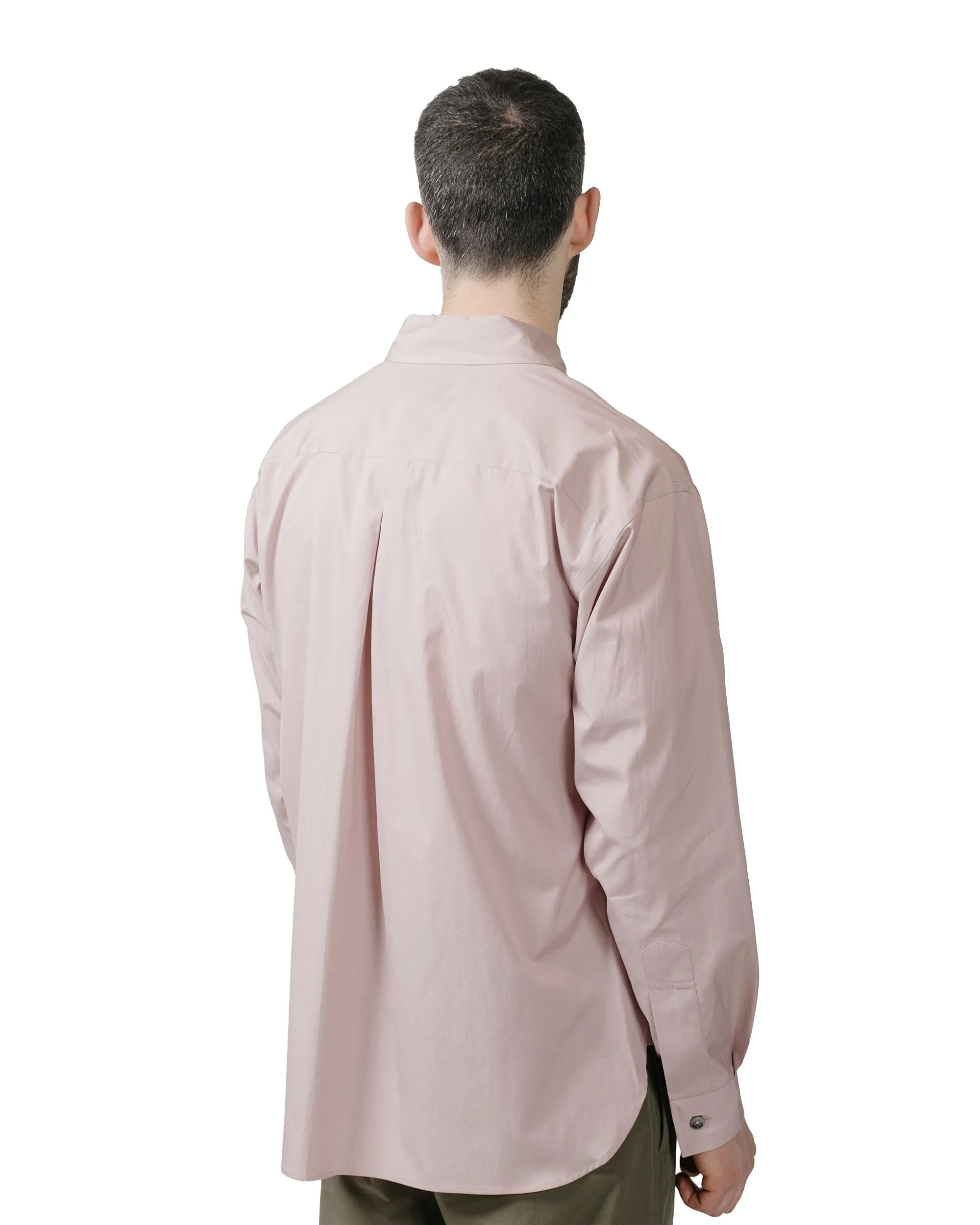 Margaret Howell Half Placket Shirt Paper Cotton Poplin Dusty Pink Microfiber Material Quick Release Cuffs