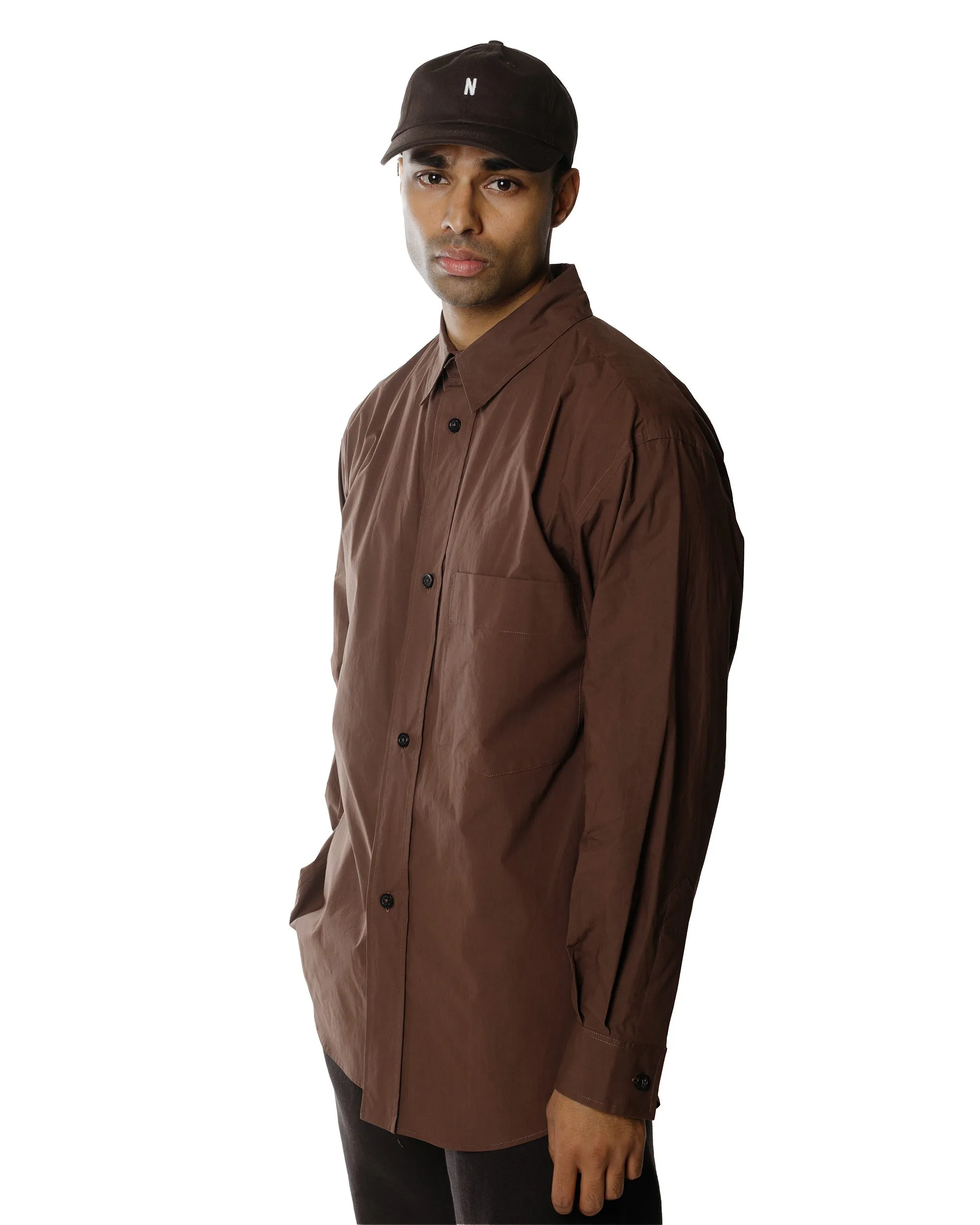 Margaret Howell Oversized Dress Shirt Matt Cotton Poplin Teak Non Iron