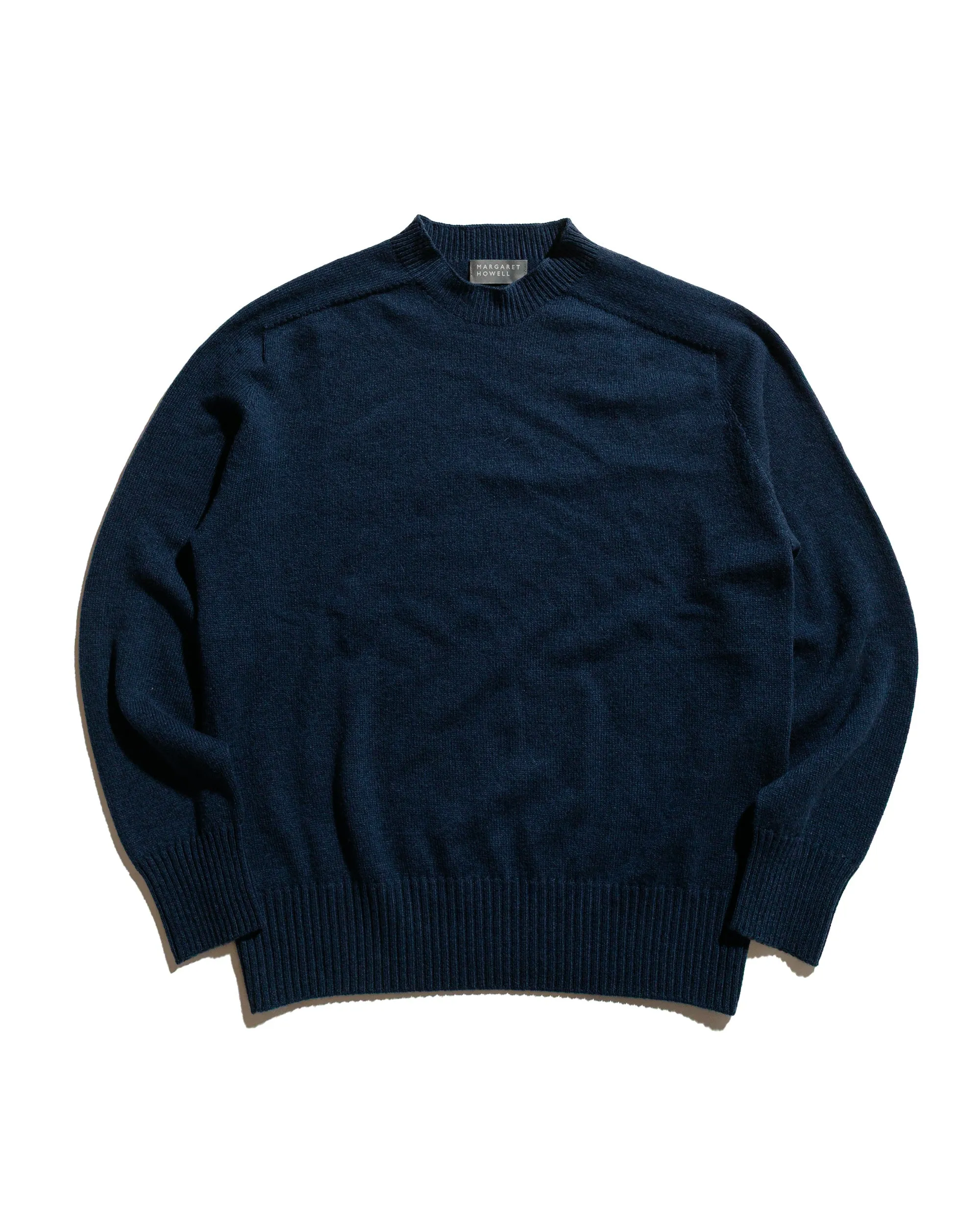 Margaret Howell Seamless Crew Neck Cashmere Cotton Ocean Blue product fuzzy coziness product promotion