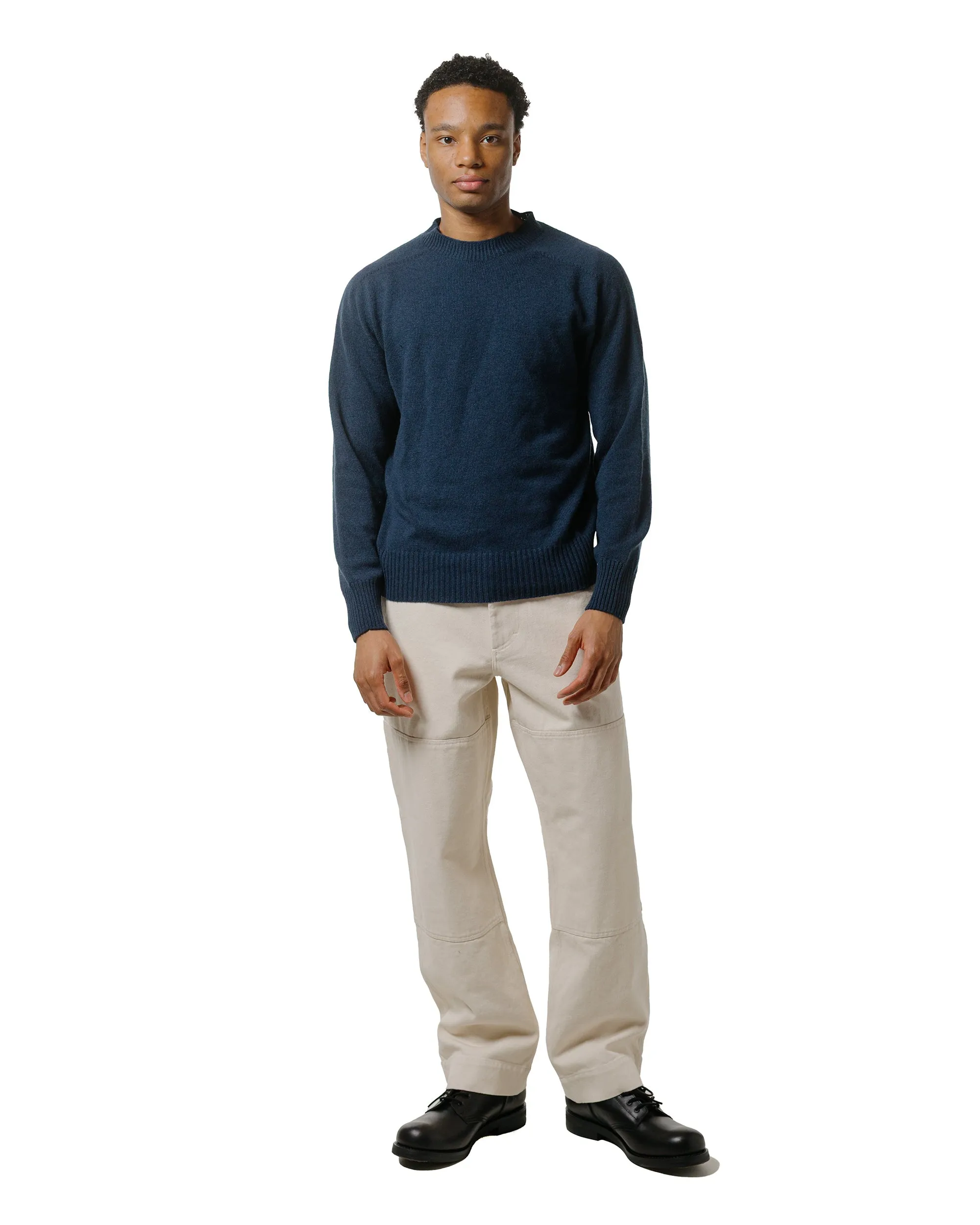 Margaret Howell Seamless Crew Neck Cashmere Cotton Ocean Blue Sporty Fit
