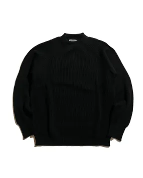 Everyday Comfort product rough ruggedness Margaret Howell Simple Rib Crew Neck Cotton Wool Black