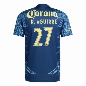 adidas R. Aguirre Men's Club Am??rica 25/26 Authentic Away Jersey (Blue) Ventilation Mesh Panel Non Chafing Stitch System