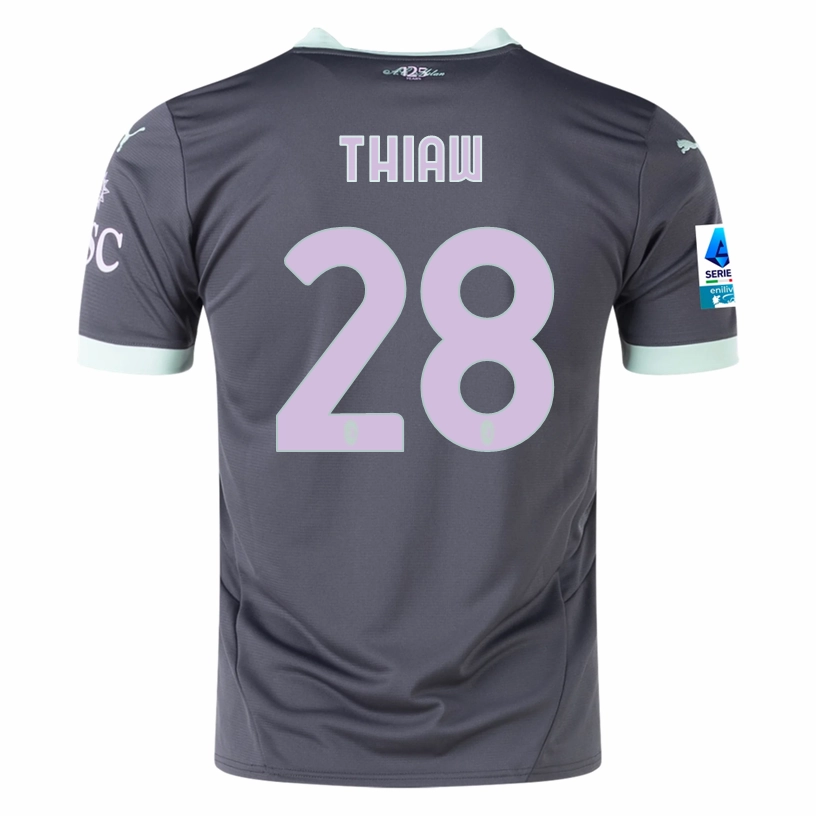 Thermoregulating Lining Dry Texture Puma AC Milan Malick Thiaw Third Jersey w/ Serie A Patch 24/25 (Shadow Gray/Fresh Mint)