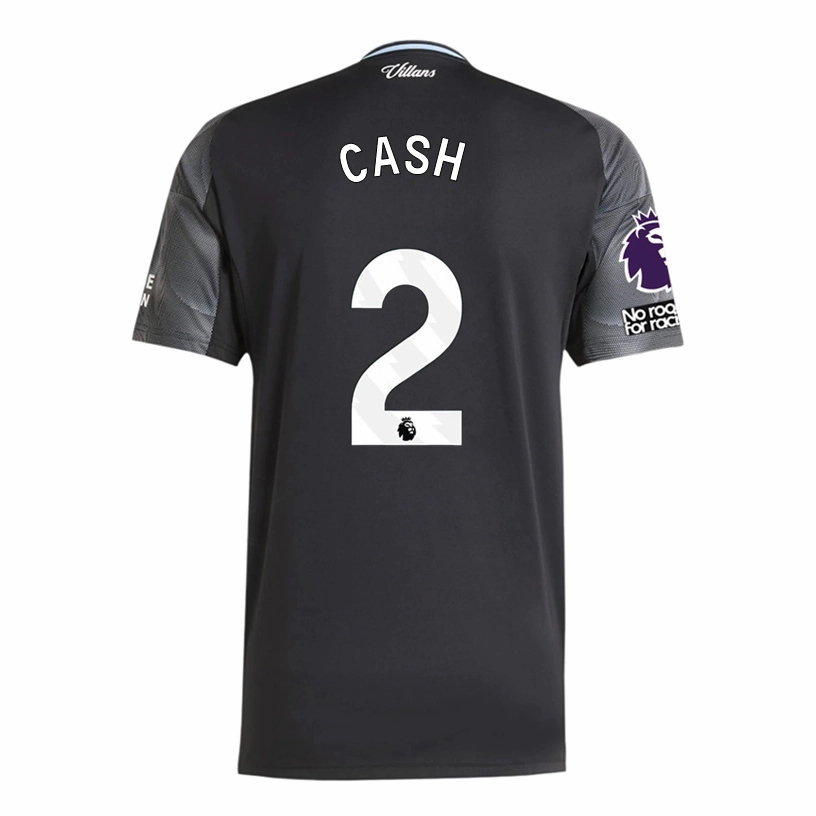 Light Reflective Trim Accent UV Protection adidas Cash Men's Aston Villa 25/26 Away Jersey w/ EPL   NRFR Patches (Black/Global Blue)