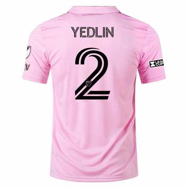 adidas Inter Miami DeAndre Yedlin Home Jersey 23/24 w/ MLS   Leagues Cup Patch   Match Details (True Pink/Black) Aerodynamic Cut