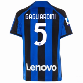 Body Movement Quick Evaporate Technology Nike Inter Milan Roberto Gagliardini Home Jersey w/ Serie A   Copa Italia Patches 22/23 (Lyon Blue/Black)