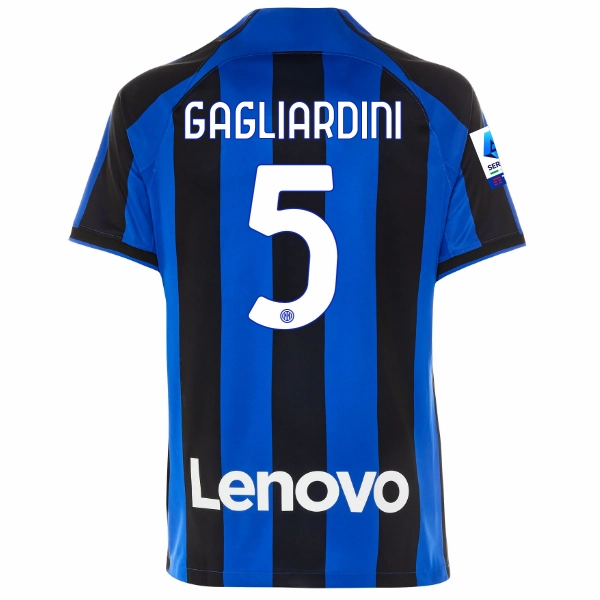 Nike Inter Milan Roberto Gagliardini Home Jersey w/ Serie A   Copa Italia Patches 22/23 (Lyon Blue/Black) Dry Touch