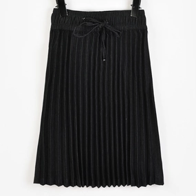 Melange Bow Pleated Skirt Runway Ready Figure Flattering