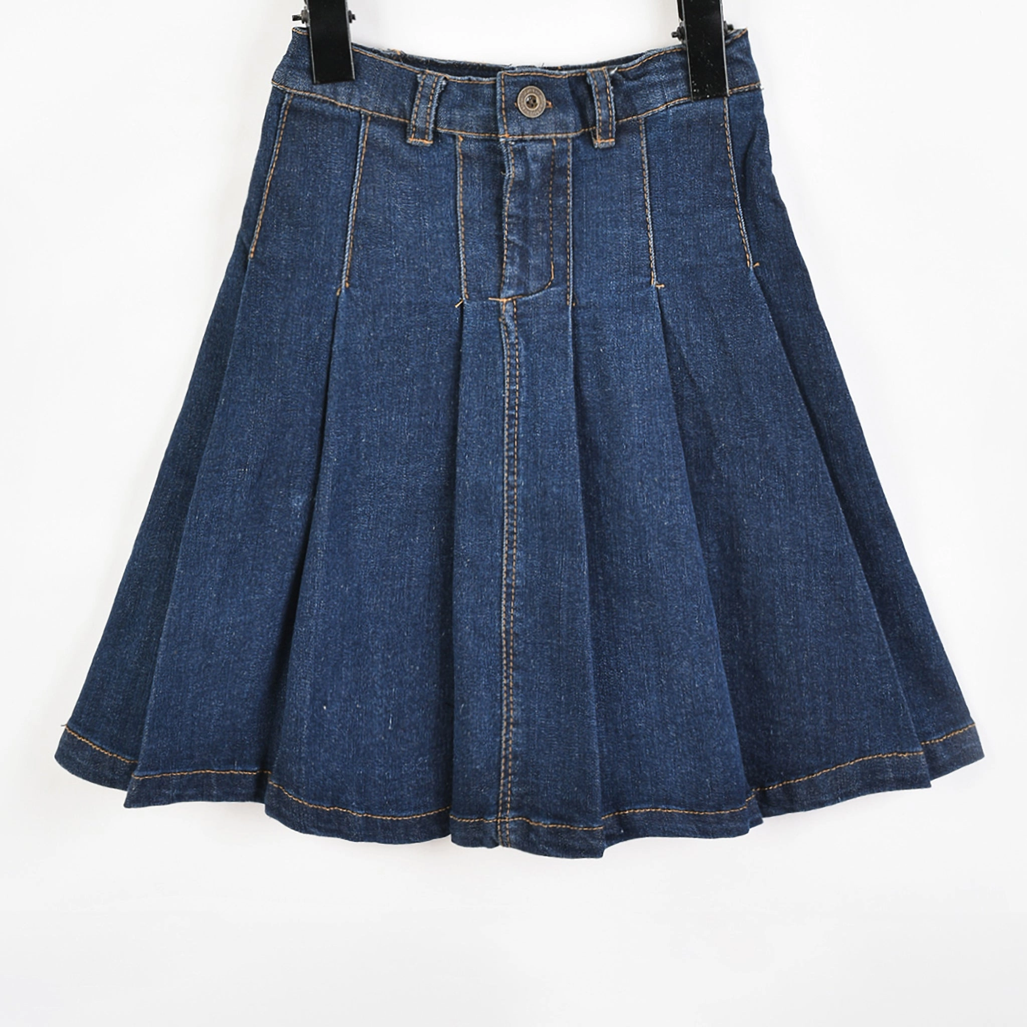 Contemporary Brand Melange Pleated Denim Skirt