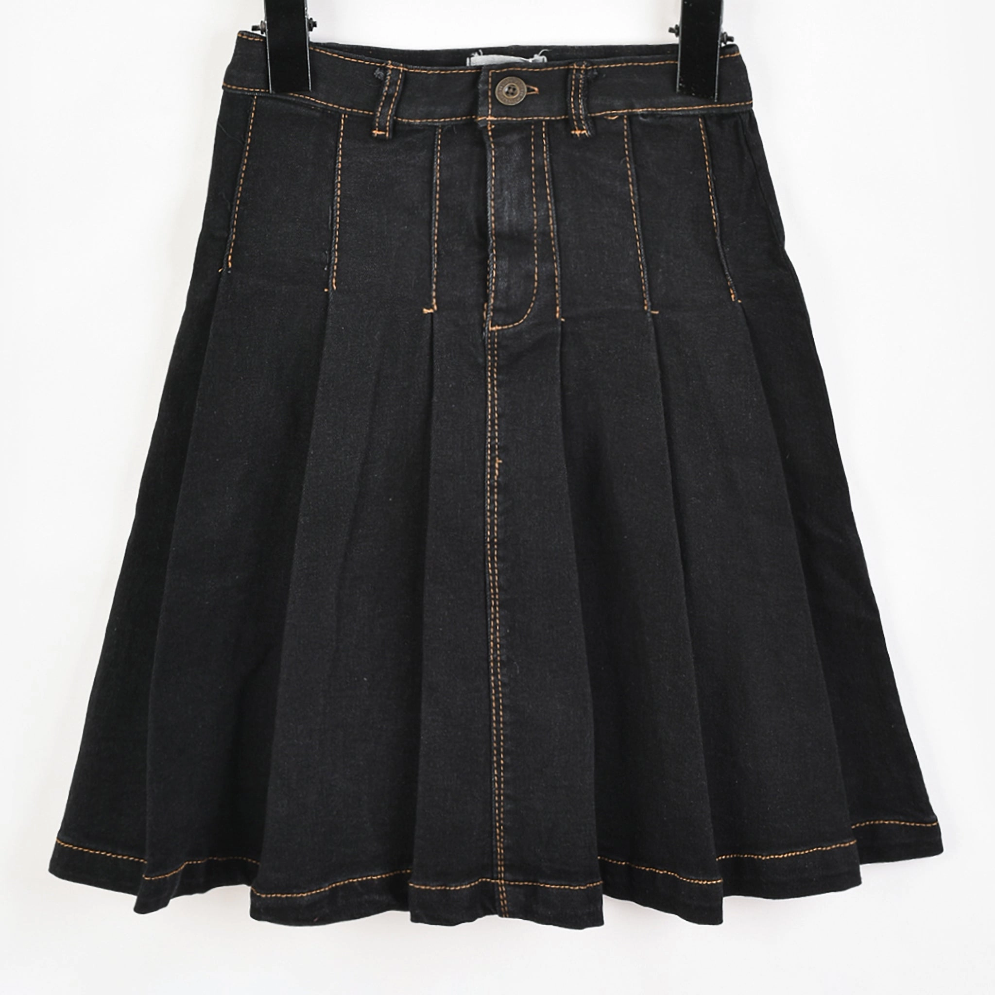 Cultural Event Melange Pleated Denim Skirt