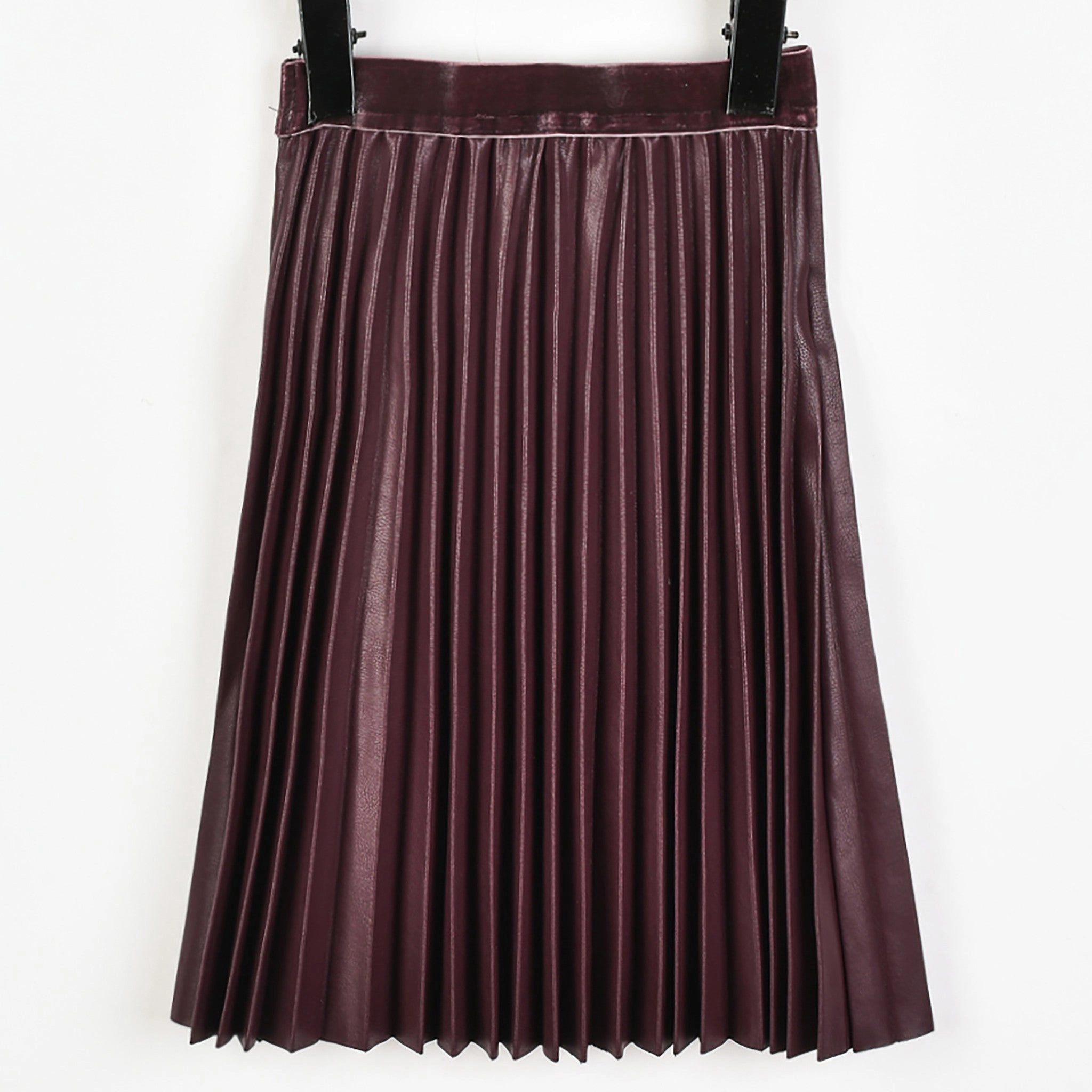 Melange PU Pleated Skirt Fresh Vibe
