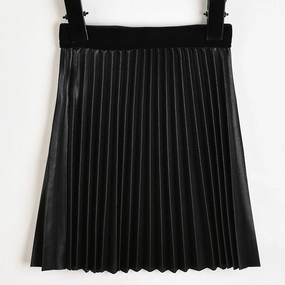 Melange PU Pleated Skirt Maternity Friendly