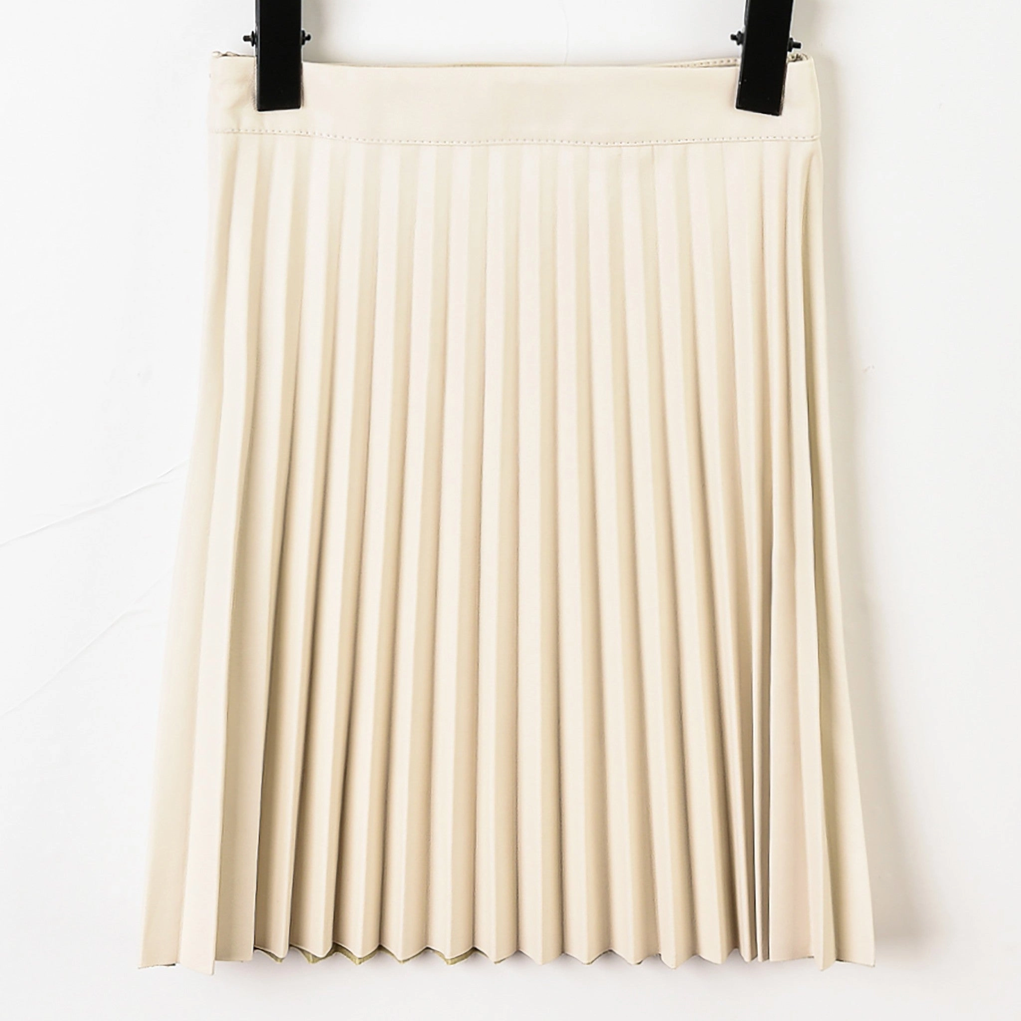 Refined Style Melange PU Pleated Skirt