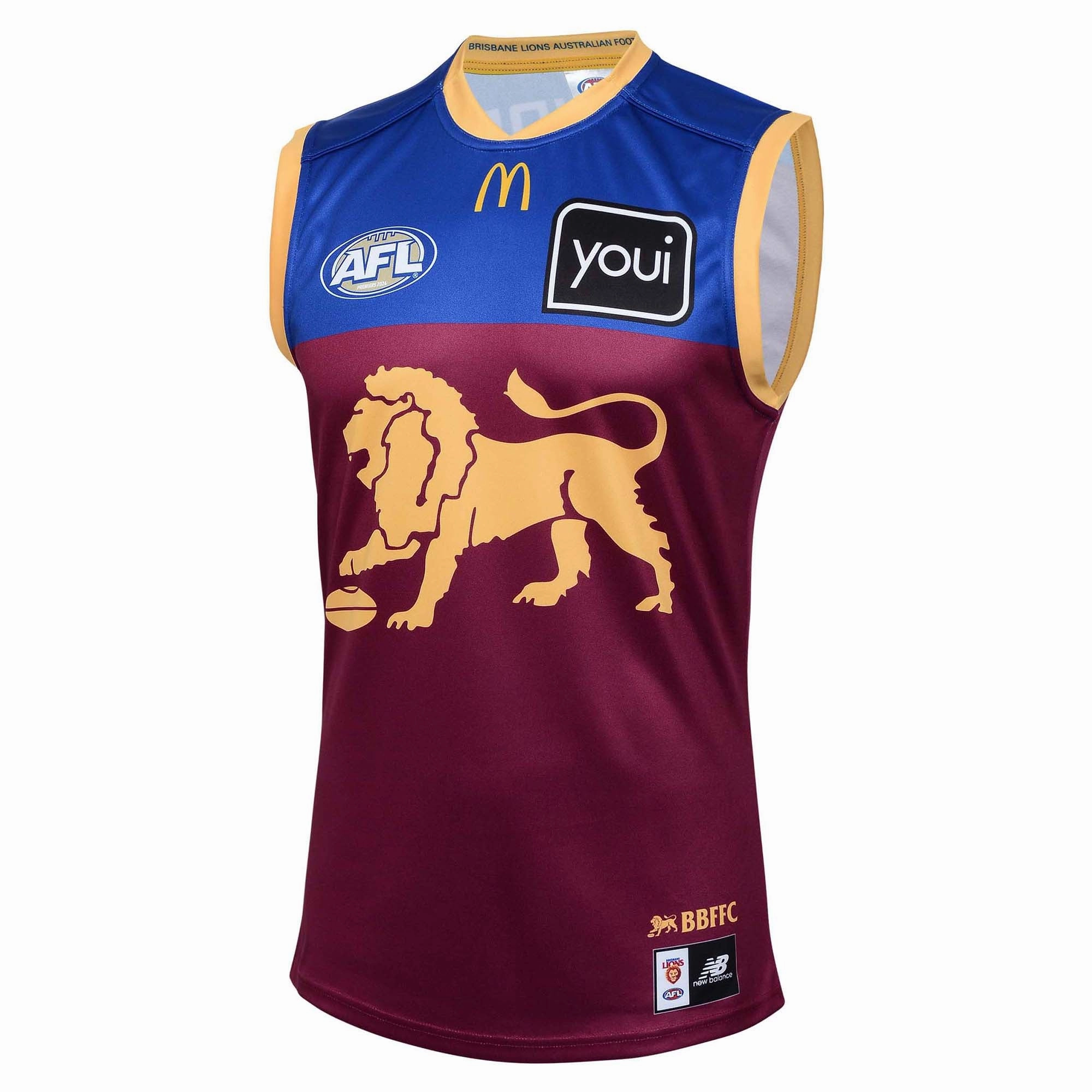 Men's AFL Brisbane Lions Football Club 2025 Replica Home Jersey Abrasion Resistant Finish Athletic Silicone Grip