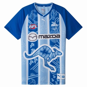 High Stretch Elastic Cuffs Men's AFL North Melbourne Kangaroos Football Club 2025 Replica Warm Up Top