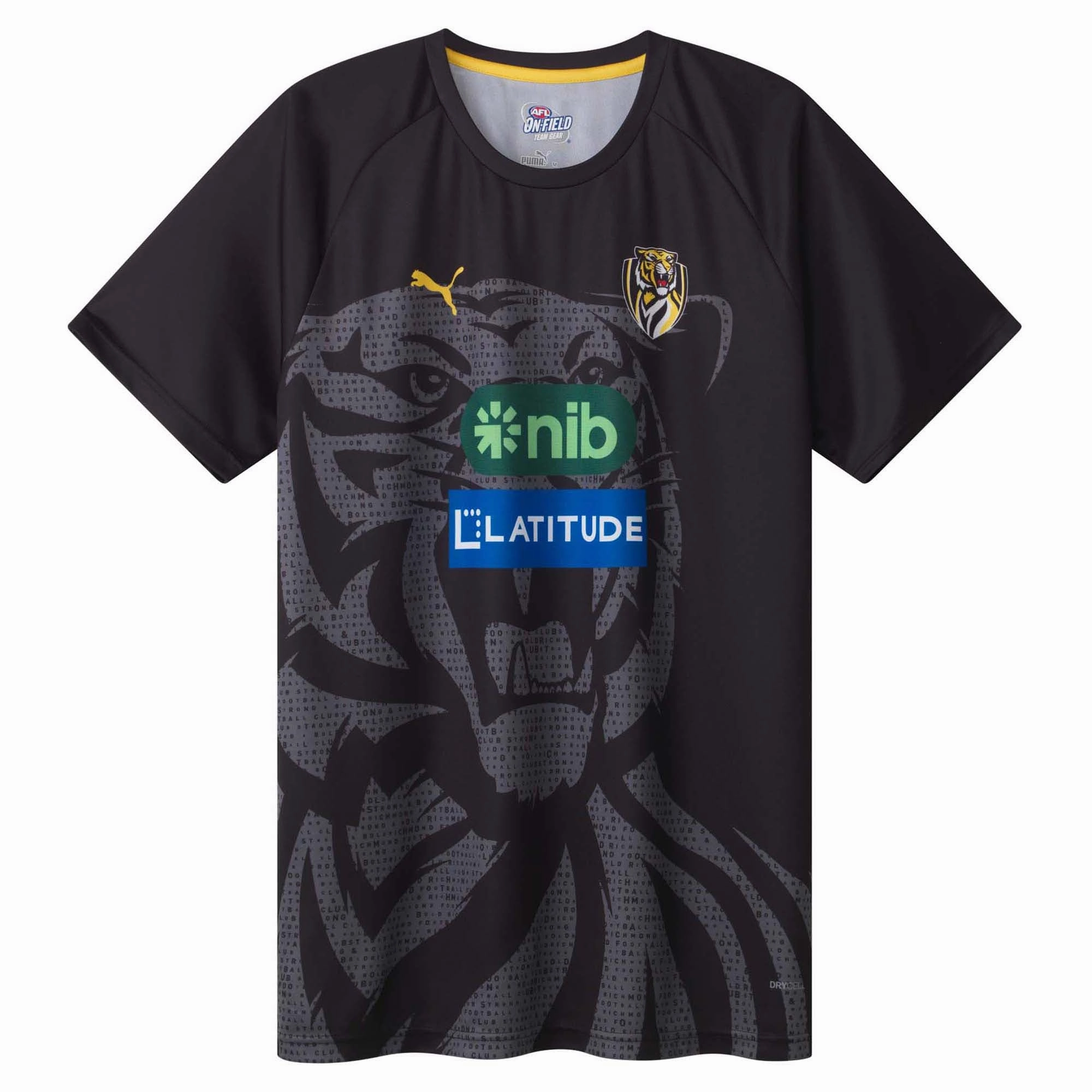Men's AFL Richmond Tigers Football Club 2025 Training Tee UV protection coating Tactile Surface Weave