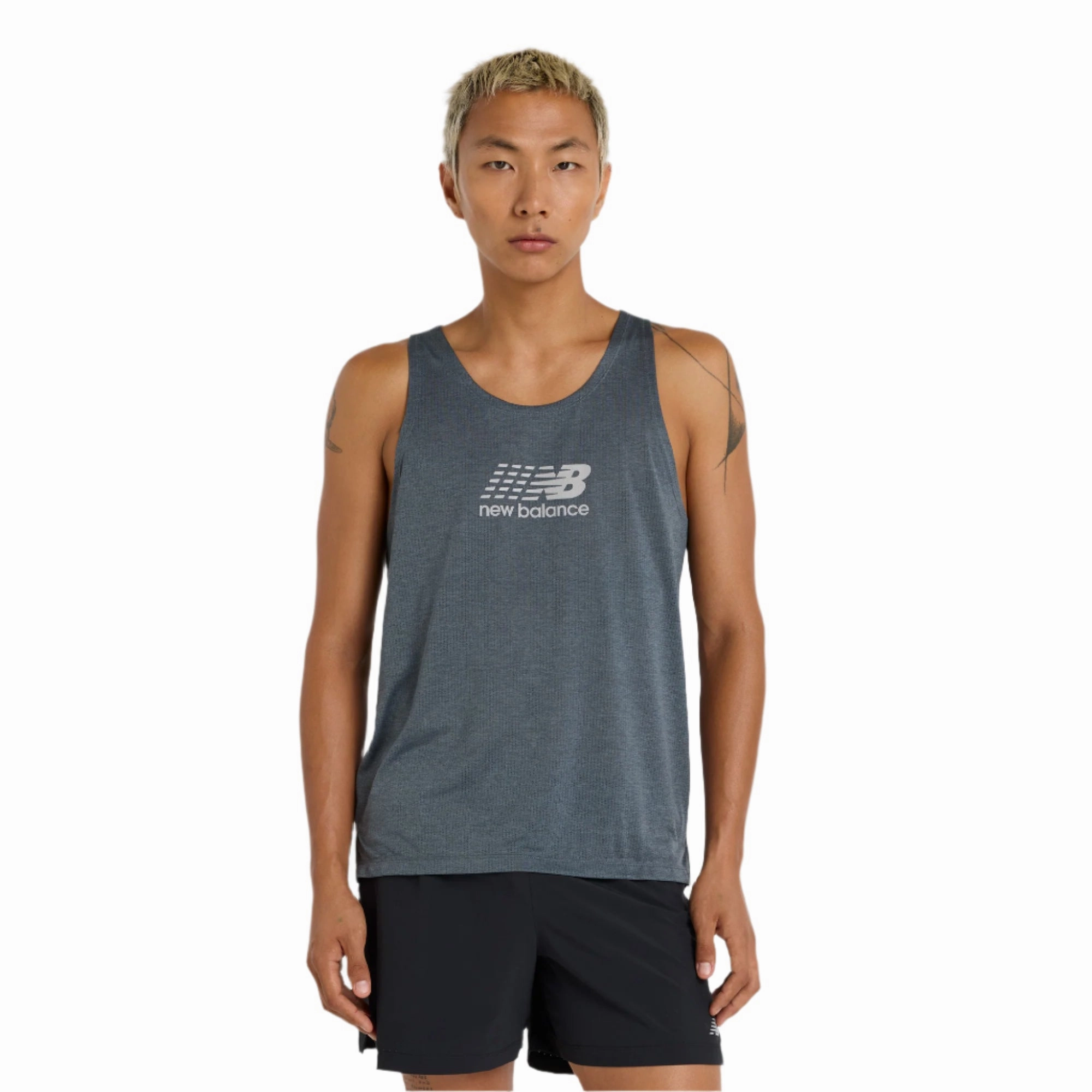 Noise Free Movement Flexible Stretch Panels Men's Athletics Run Graphic Singlet