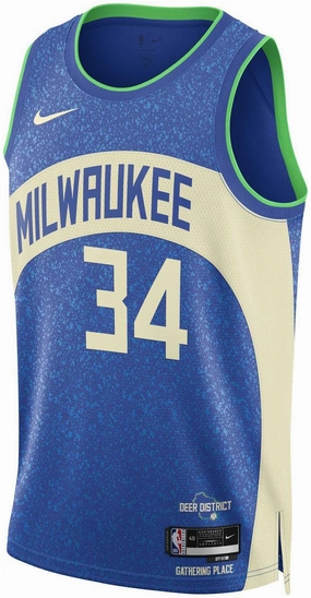Recycled Polyester Blend Men's NBA Milwaukee Bucks Giannis Antetokounmpo 2023/24 City Edition Swingman Jersey