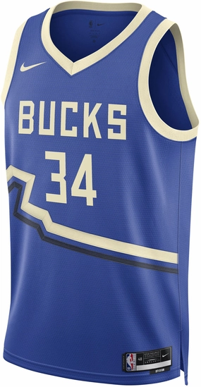 Strong Lines Fade Resistant Finish Men's NBA Milwaukee Bucks Giannis Antetokounmpo 2024/25 City Edition Swingman Jersey