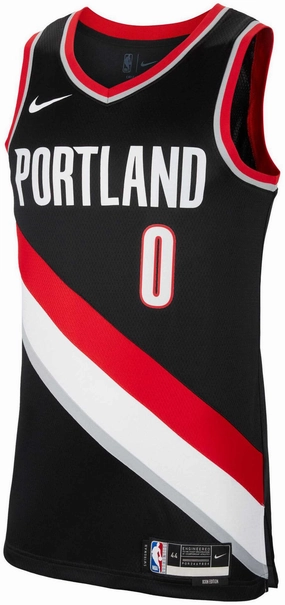 Wicking Performance Fabric Ribbed Collar Style Men's NBA Portland Trail Blazers Damian Lillard 2022/23 Icon Edition Swingman Jersey