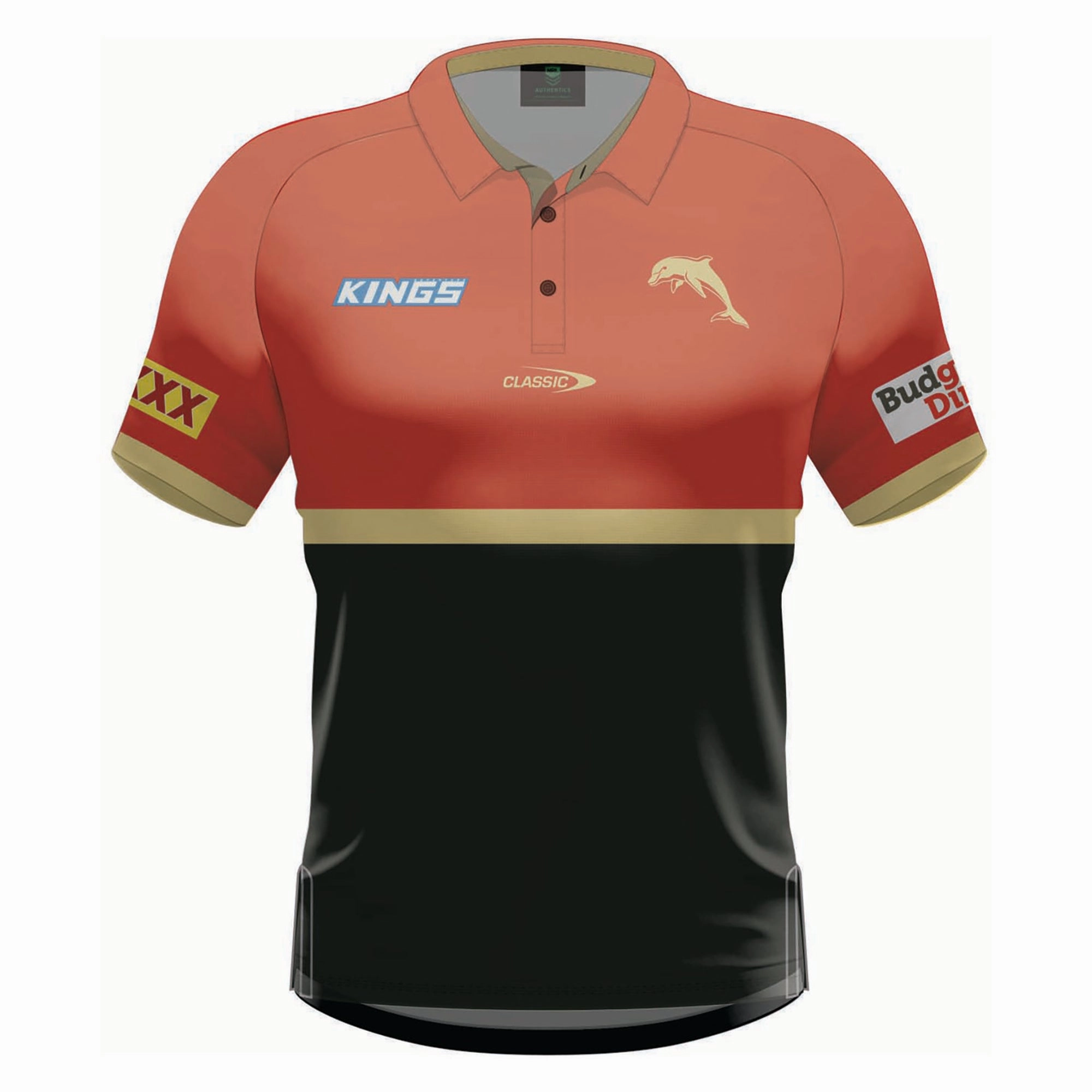 Men's NRL Dolphins 2024 Media Polo Ventilated Back Panels Match Look