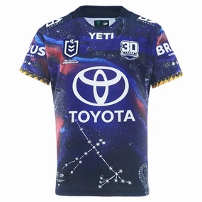 Men's NRL North Queensland Cowboys 2025 Replica Indigenous Jersey Brushed Fleece Lining Recycled Polyester Blend