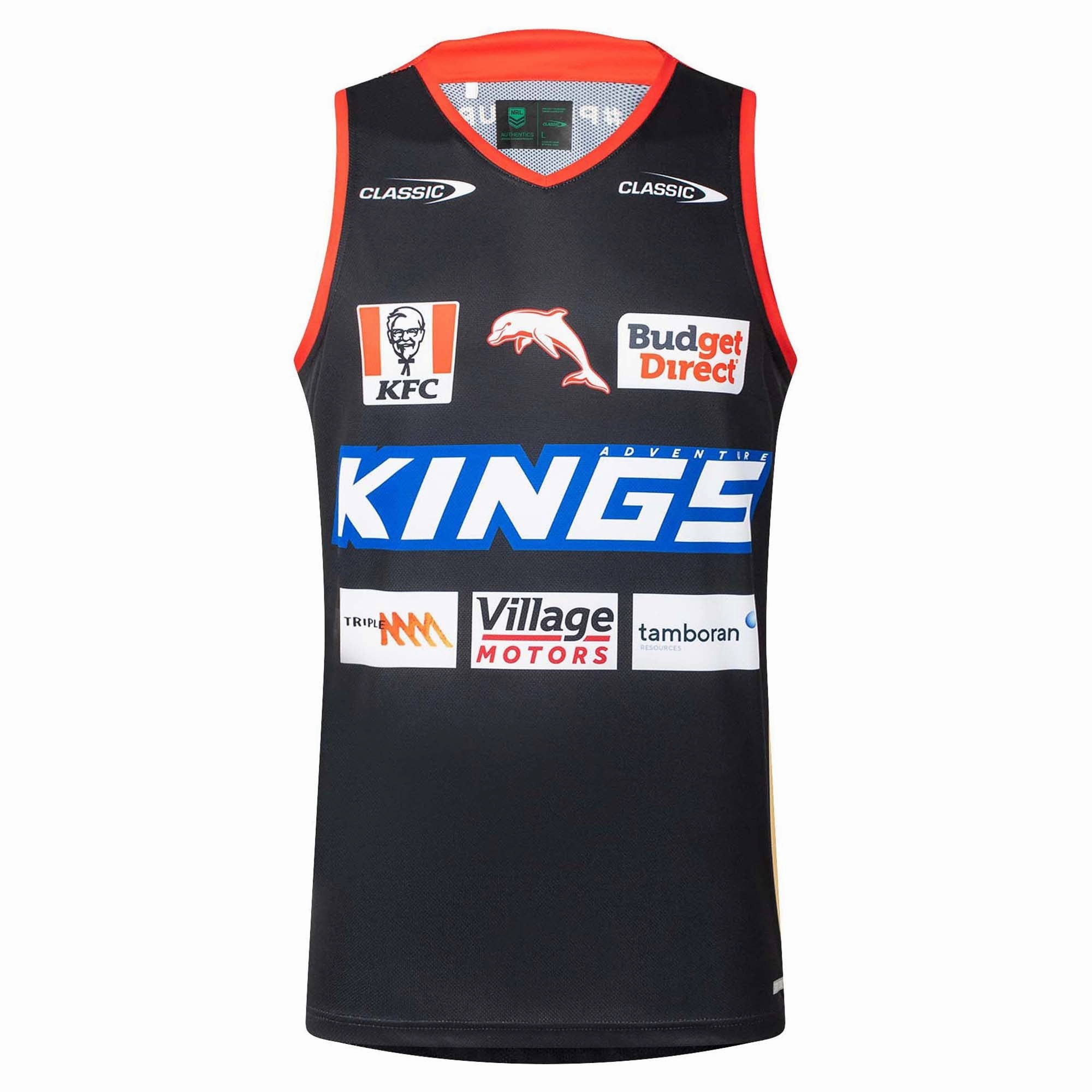Stretchable Fabric Dynamic Movement Adaptation Men's NRL Redcliffe Dolphins 2025 Pro Training Singlet