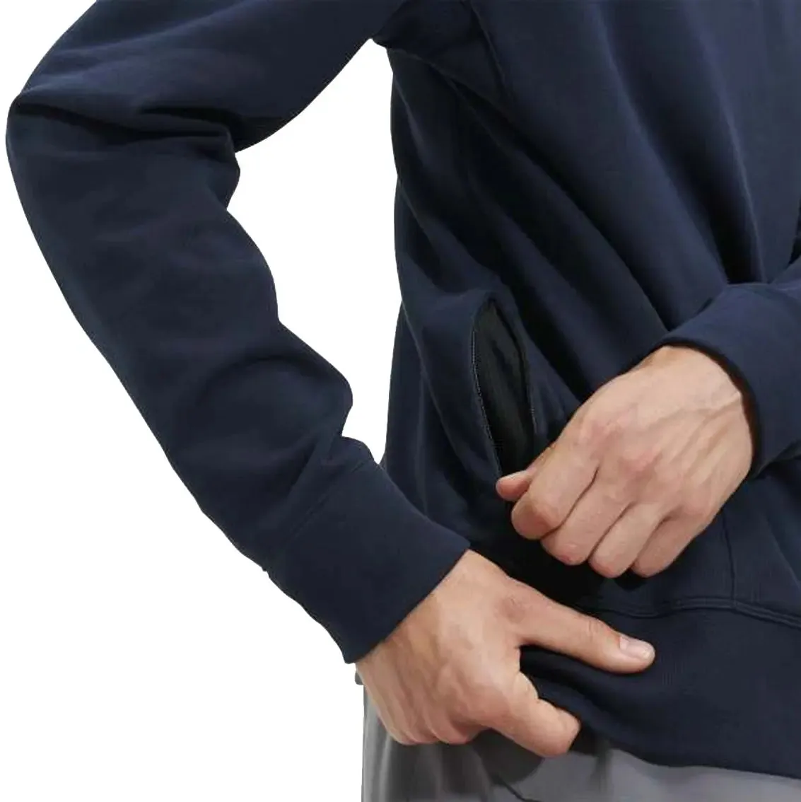 HighDensity Weave Sustainable Manufacturing Mens On Running Crew Neck - Navy