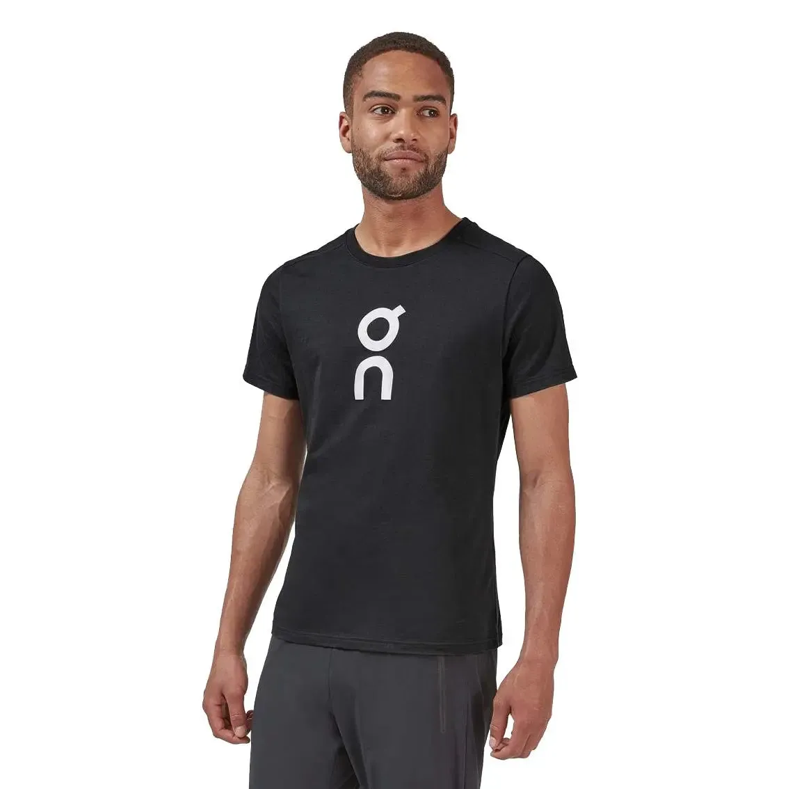 Mens On Running Graphic Tee - Black Digital Glow WaterRepellentCoating