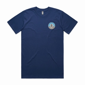 Side Vent Design City Casual Mens Blue Mountains Running Co Embroidered Tee