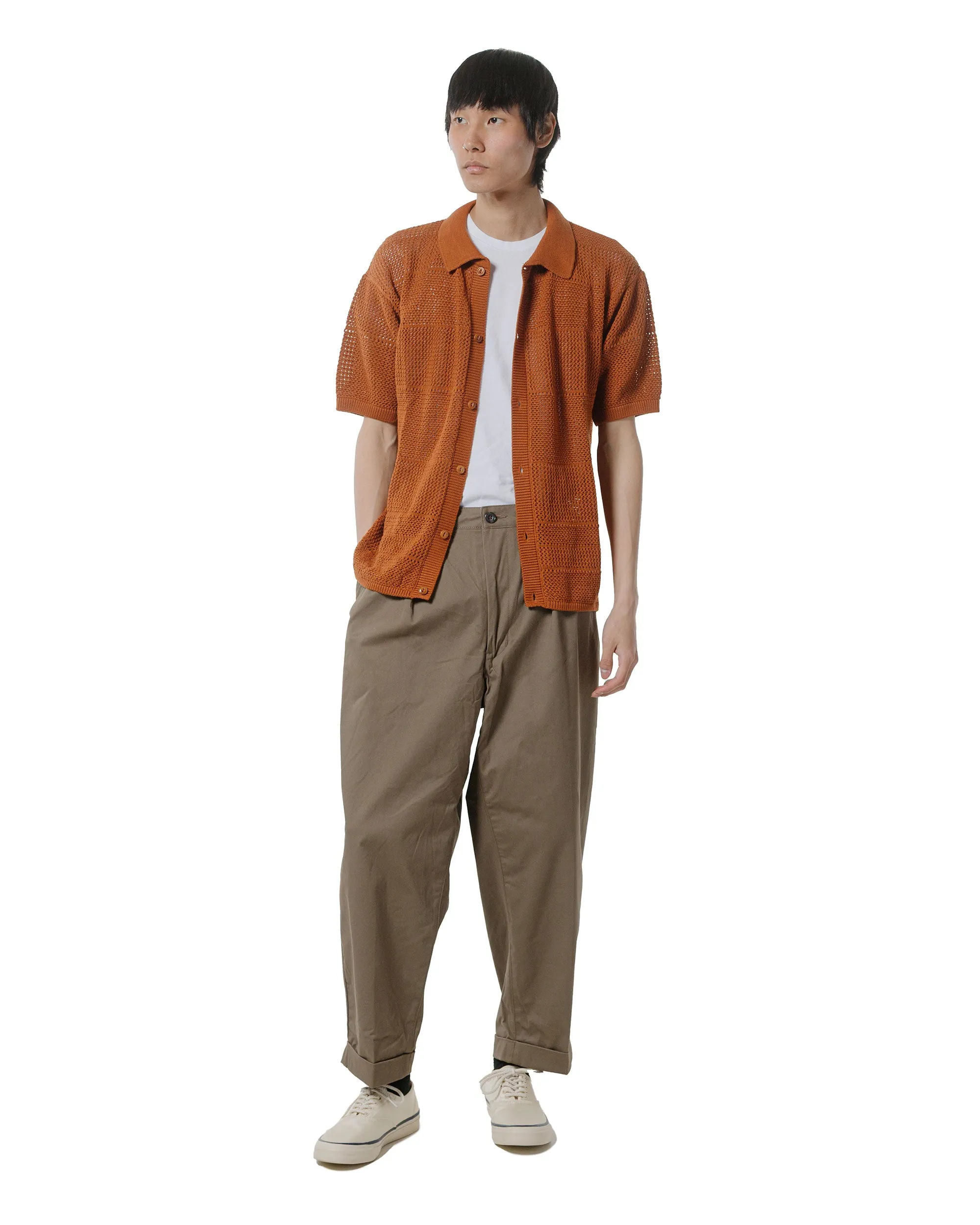 Merz B. Schwanen KNITSHIRT01 Crochet Shirt Caramel Durable Texture Hidden Placket