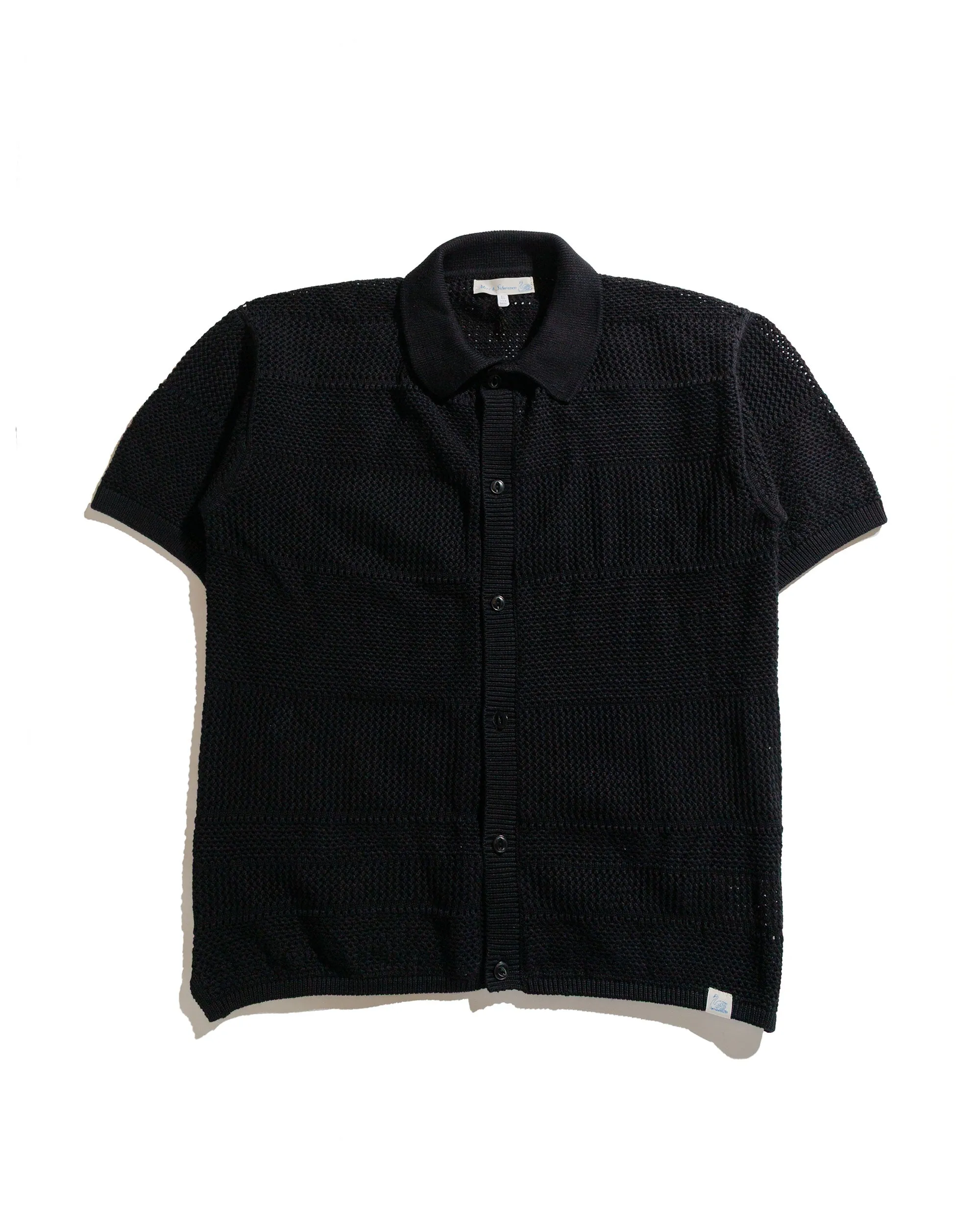 Merz B. Schwanen KNITSHIRT01 Crochet Shirt Deep Black Anti Pilling Finish