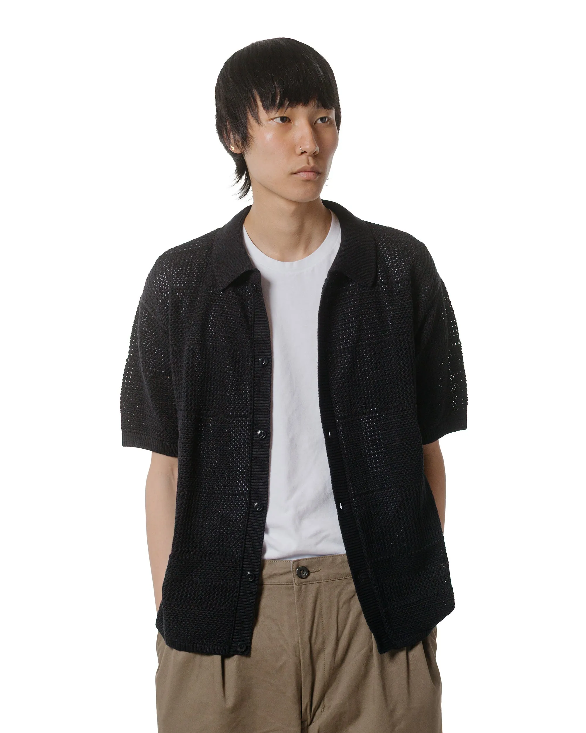 Merz B. Schwanen KNITSHIRT01 Crochet Shirt Deep Black Lightweight Comfort Youth fashion