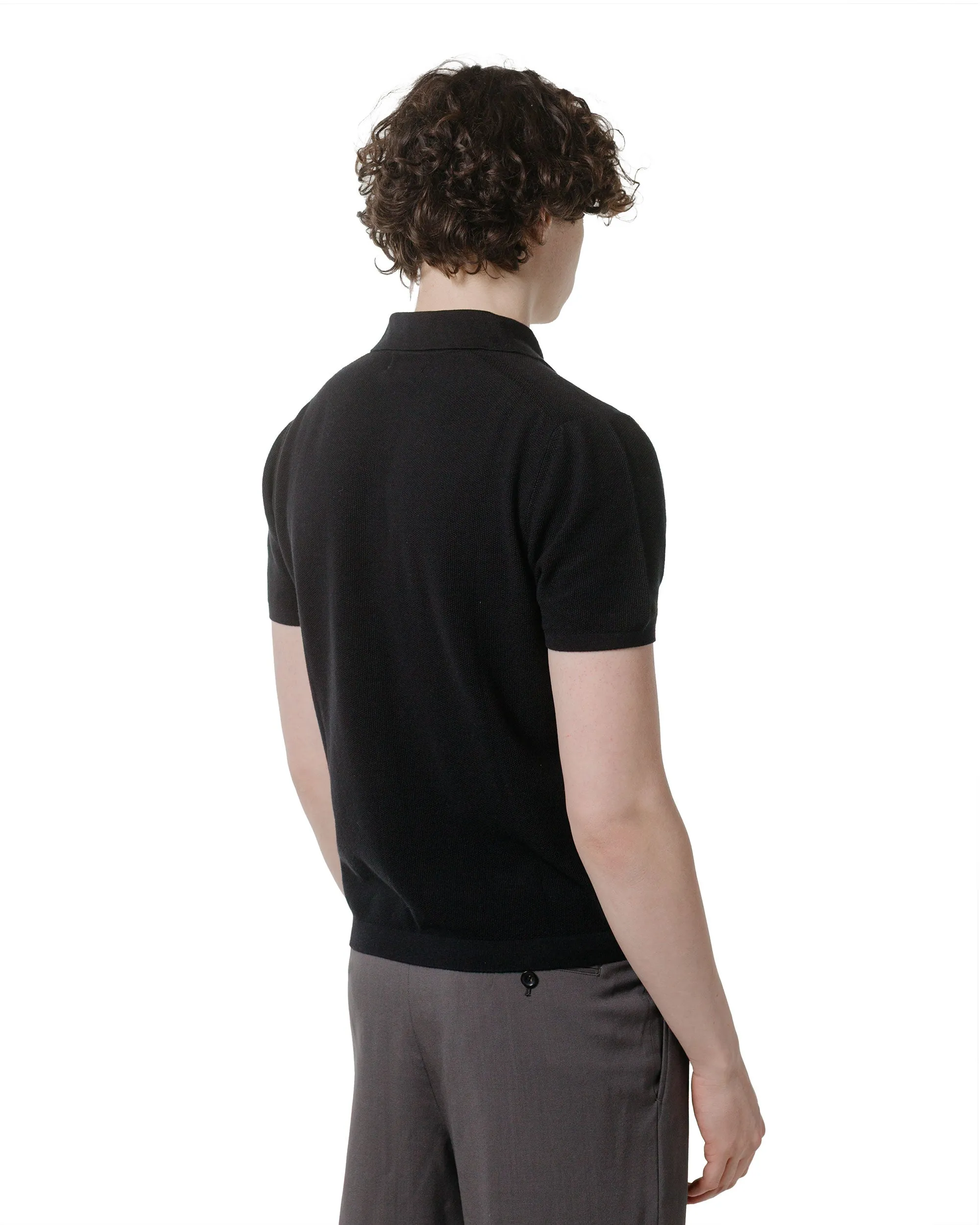 Embellished Neckline Merz B. Schwanen KPLP02 Knitted Polo Deep Black