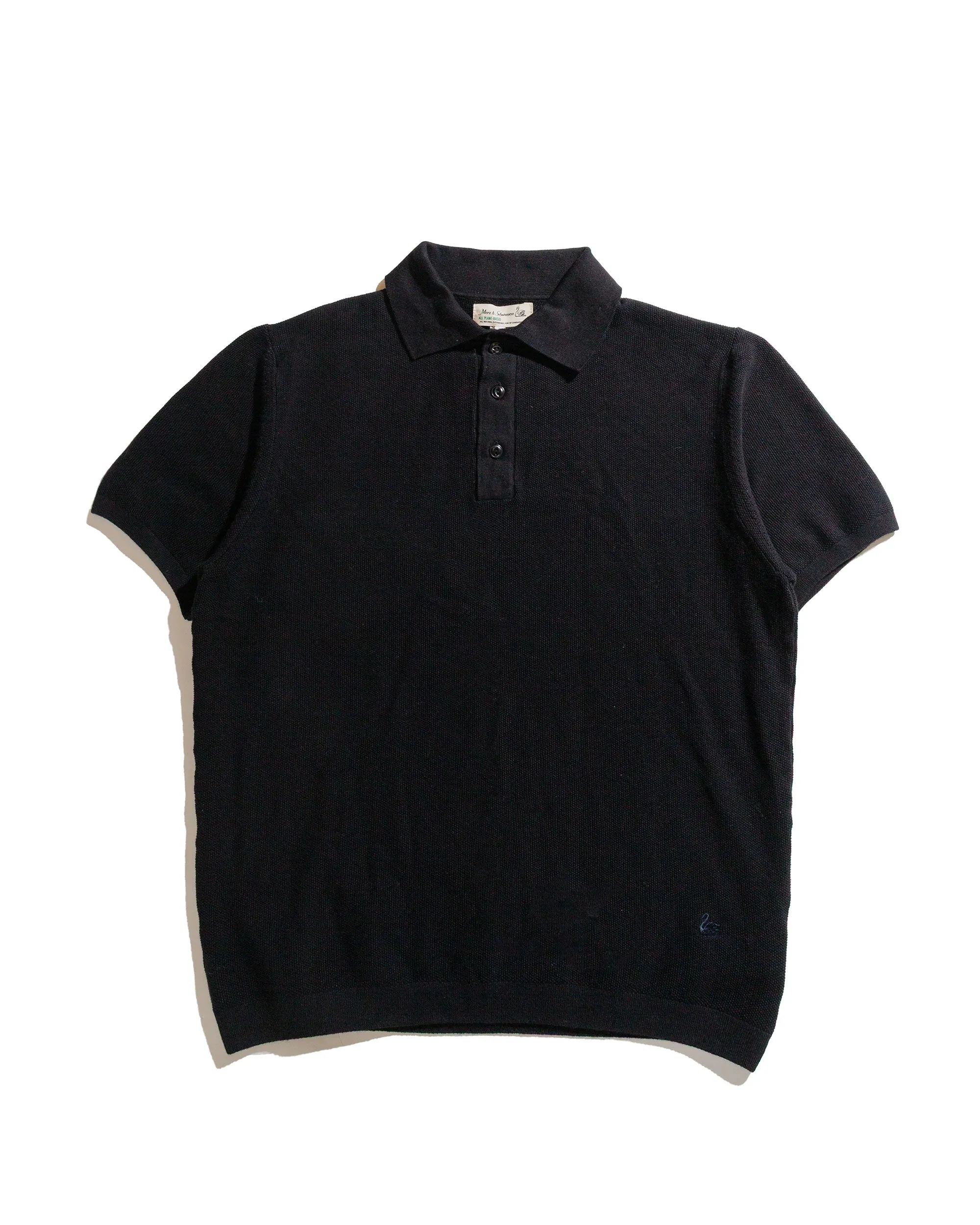 Merz B. Schwanen KPLP02 Knitted Polo Deep Black Black Tie Optional