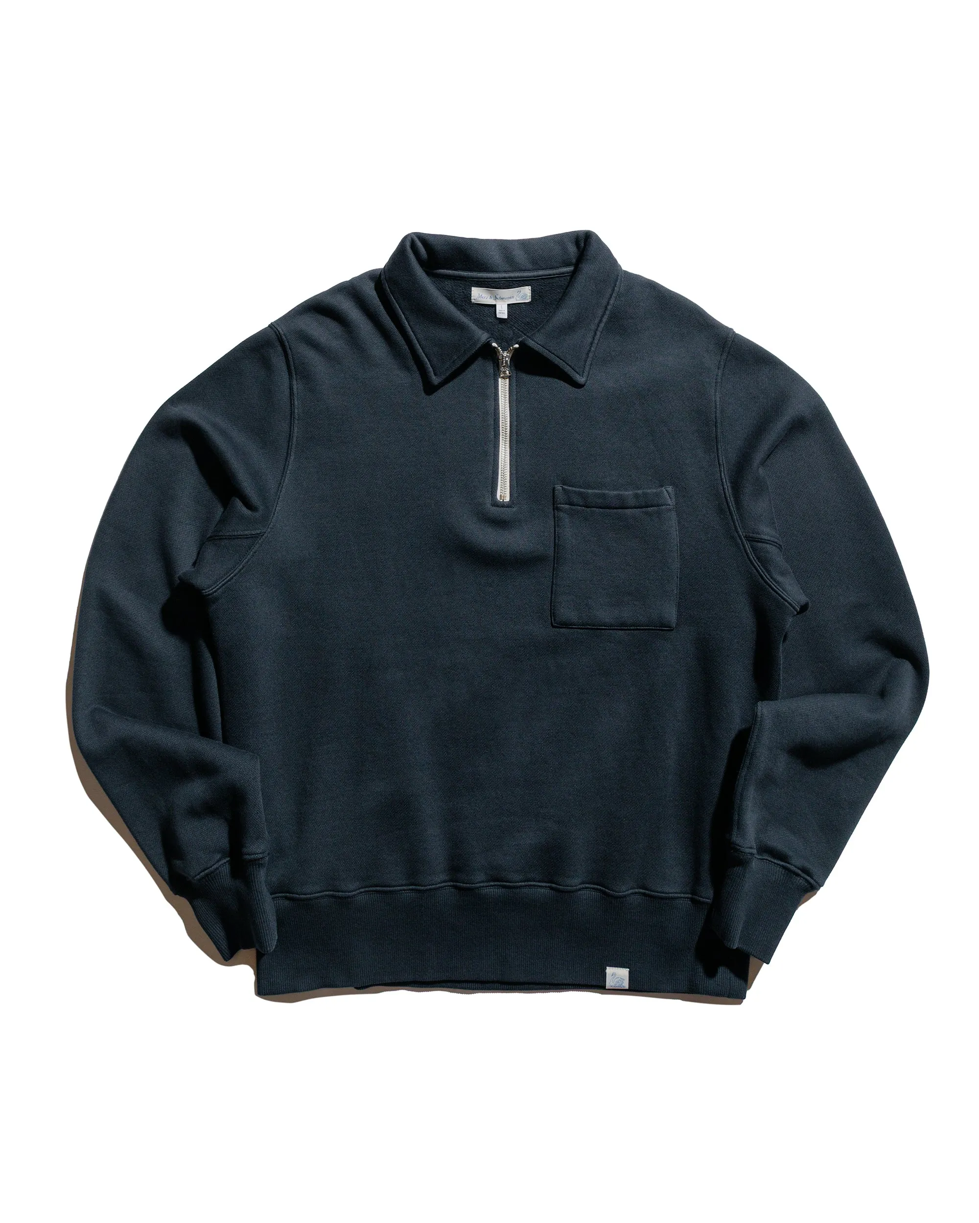 Travel Wear Merz B. Schwanen ZIPC01 Zip Collar Sweatshirt Charcoal