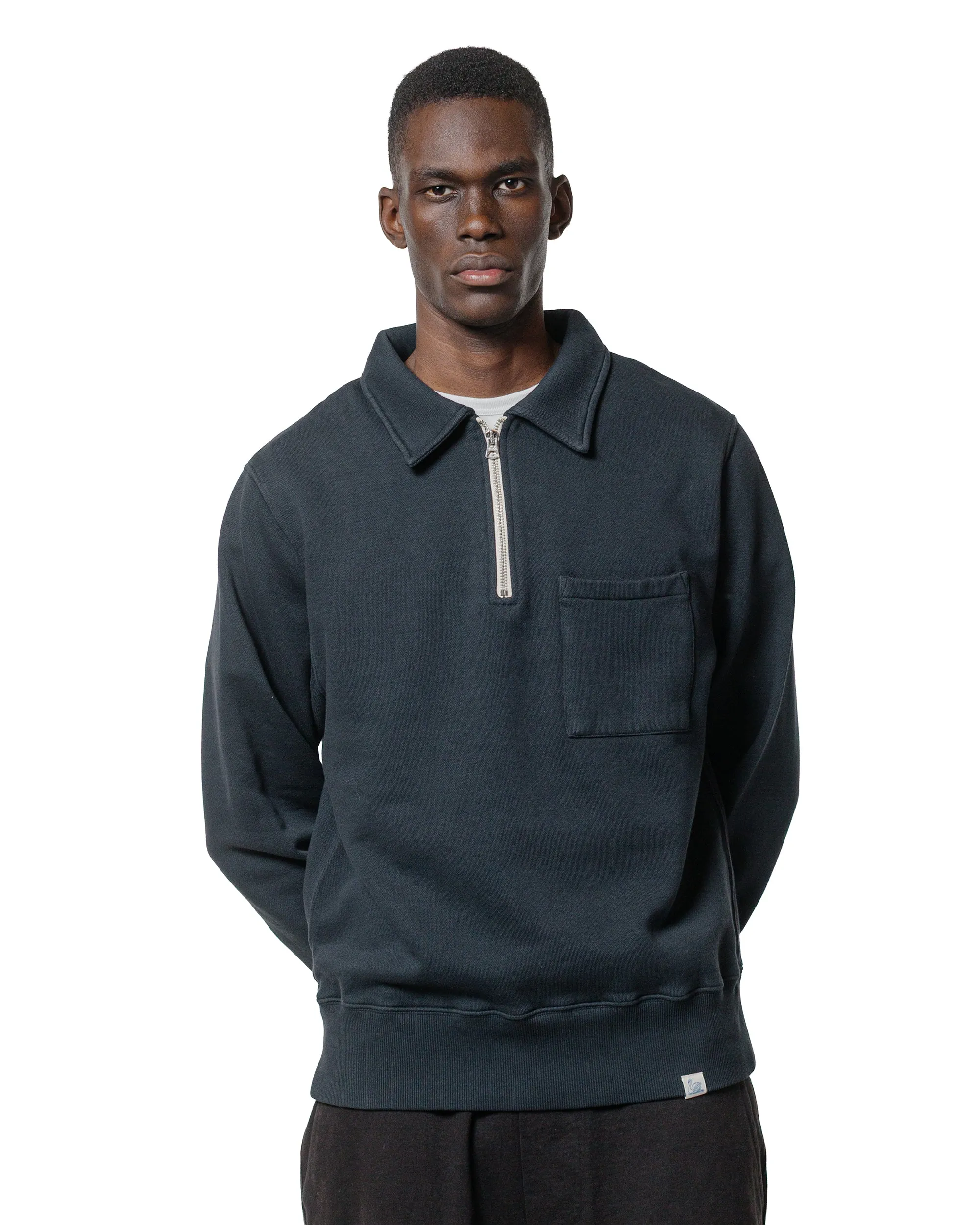 Lightweight Layer hat accents Merz B. Schwanen ZIPC01 Zip Collar Sweatshirt Charcoal