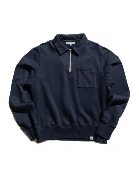 Merz B. Schwanen ZIPC01 Zip Collar Sweatshirt Dark Navy Casual Wear Vintage Look