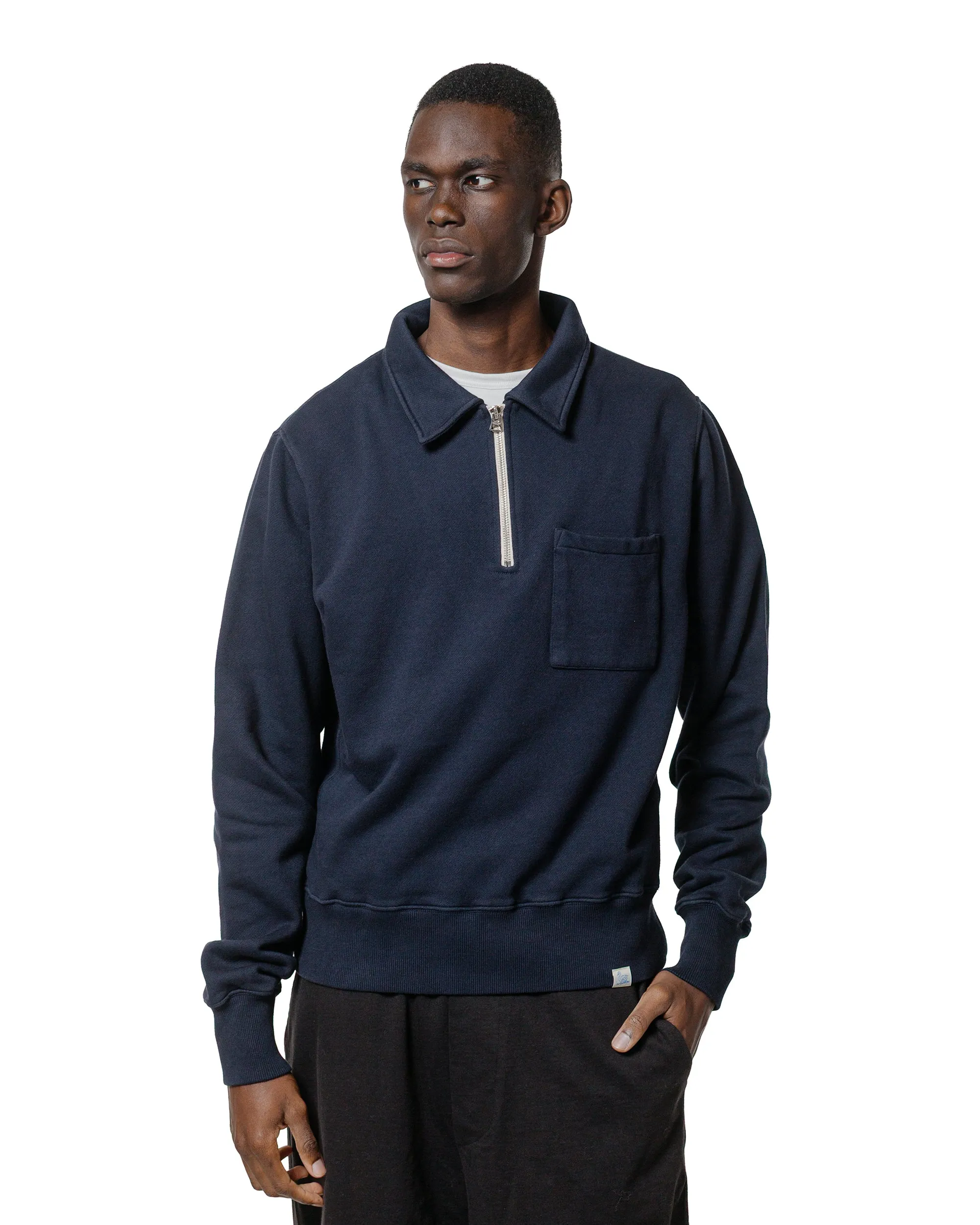 Merz B. Schwanen ZIPC01 Zip Collar Sweatshirt Dark Navy product neon energy UV Protection