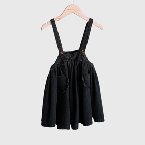 Mes Kids Des Fleurs Overall Dress, Black Seasonal Essential