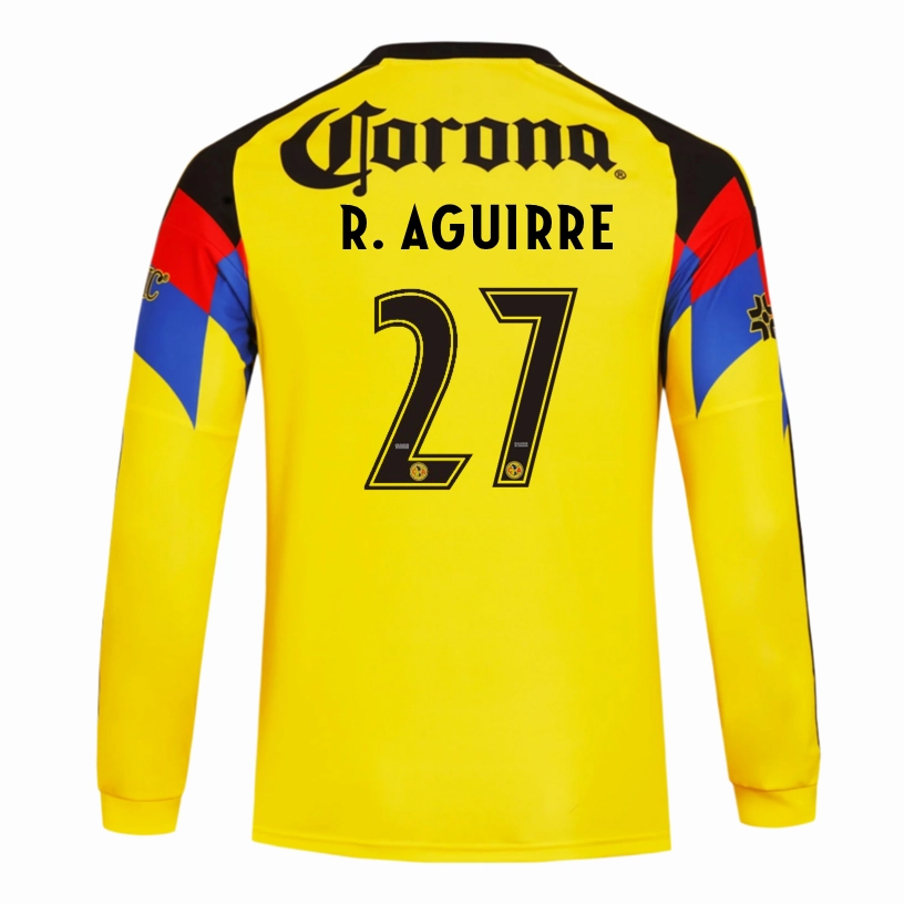 All Purpose Athletic Build Fade Resistant Finish adidas R. Aguirre Club Am??rica 25/26 Long Sleeve Home Jersey (Yellow)
