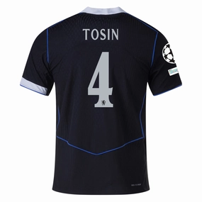 Nike Tosin Chelsea T90 Authentic Third Jersey w/ Champions League & World Champions Patch 25/26 (Black/Silver) Active Hours Easy Stretch
