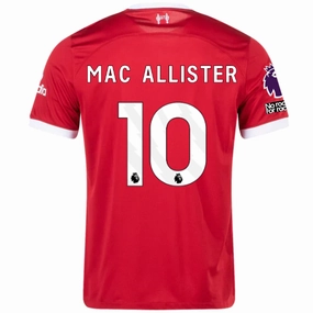 On The Go Nike Liverpool Alexis Mac Allister Home Jersey w/ EPL   No Room For Racism Patches 23/24 (Red/White)