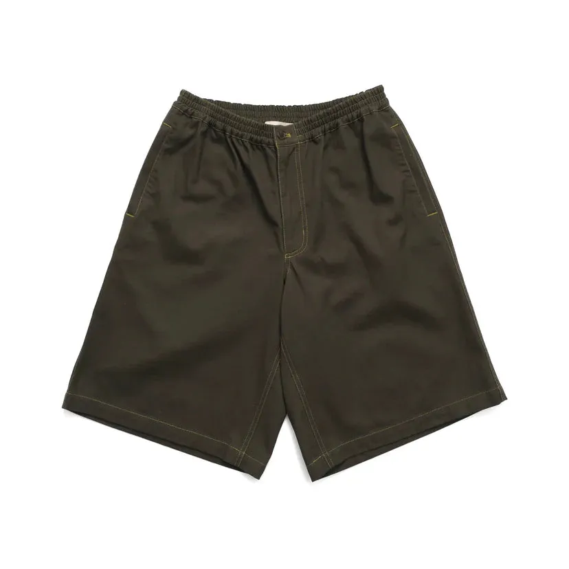 UltraSoftFinish Metalwood "Contrast Stitch Elastic Waist Short"  M - Forest Green