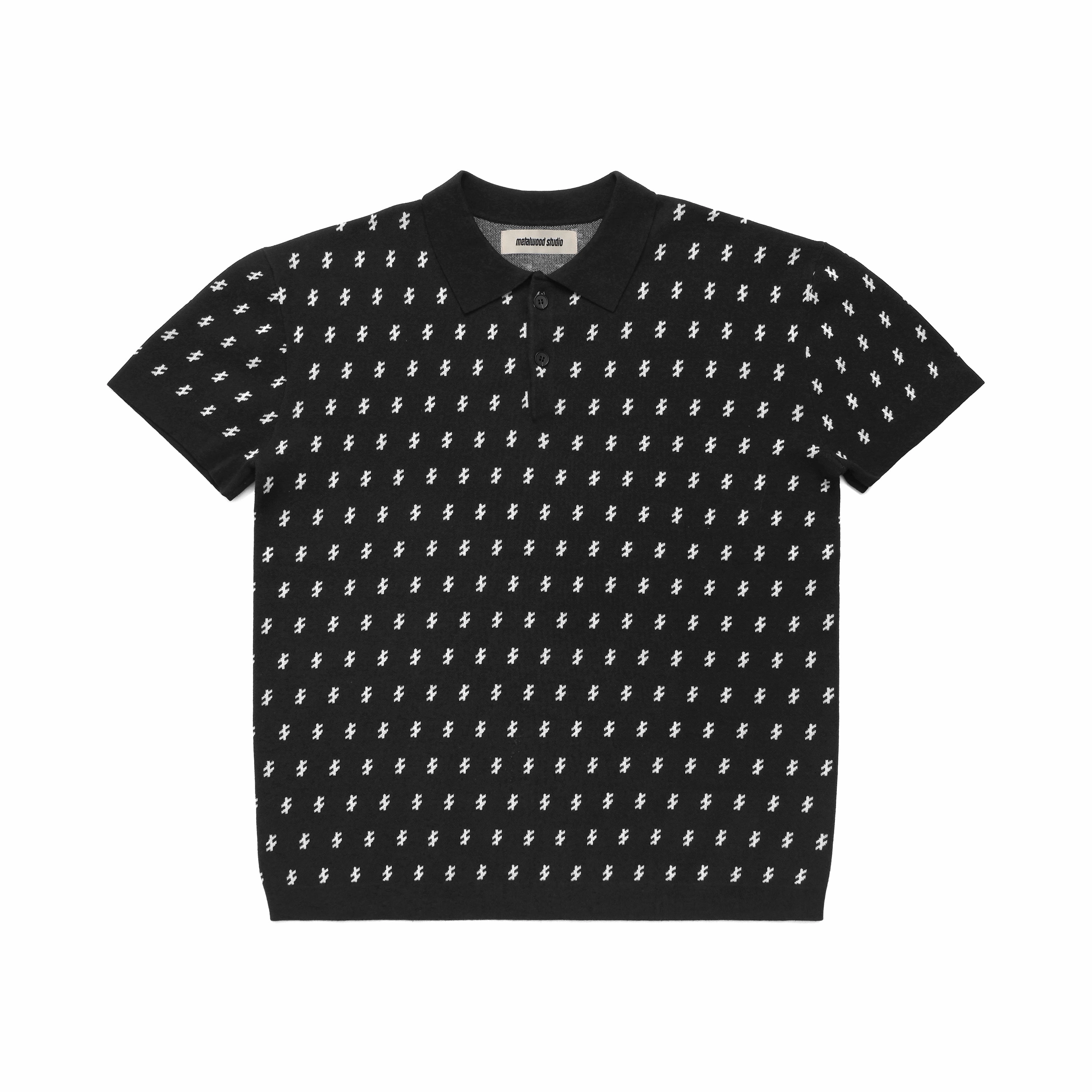 Metalwood Studio "Crossline Knit Polo" M - Black Flexible Cuff Design