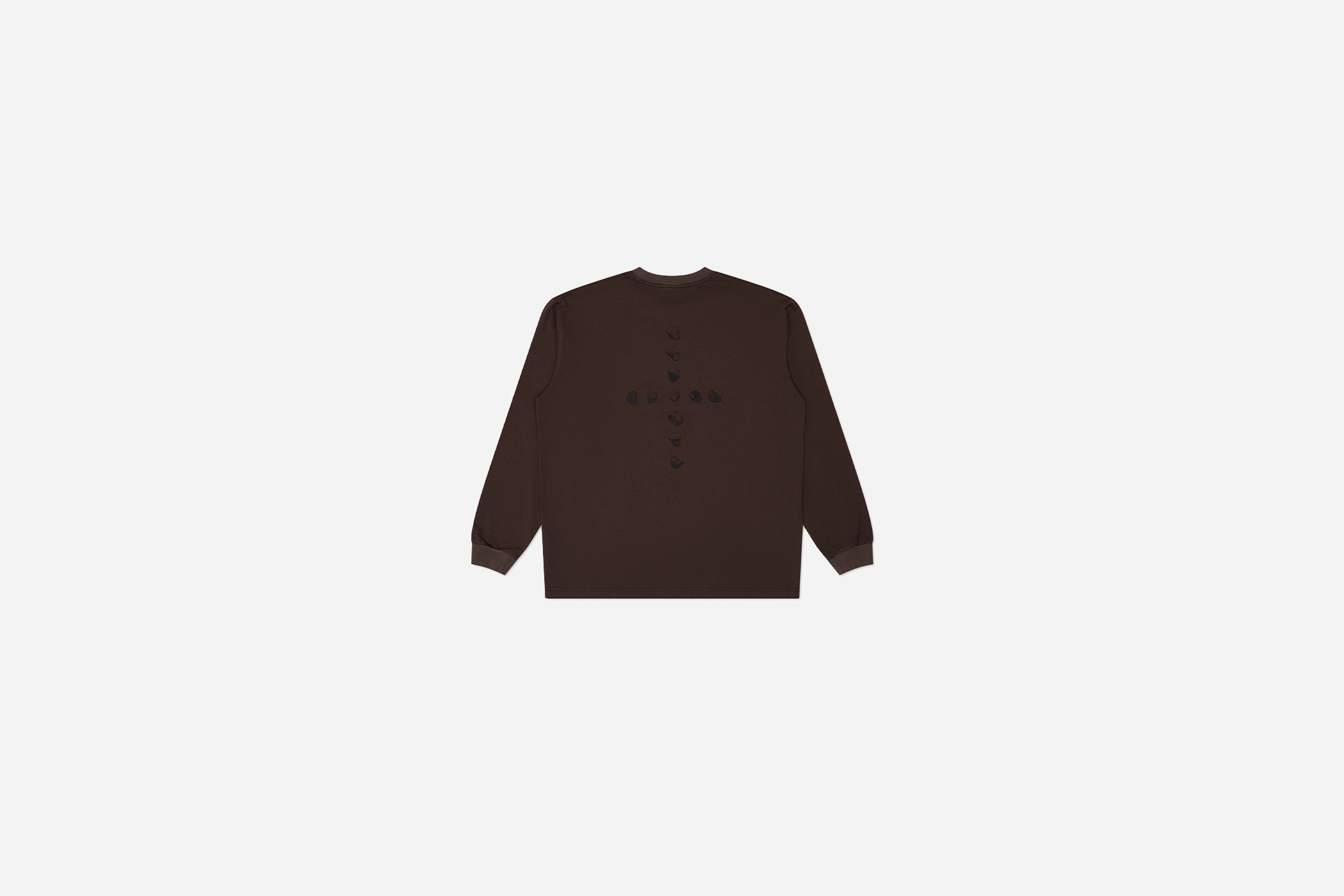 Tagless Neckline Design Metalwood Studio "Location LS T-Shirt"- Brown