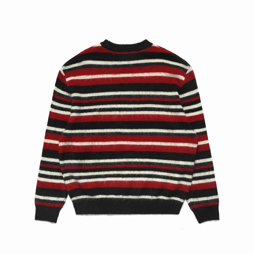 Adjustable Hem Metalwood Studio "Striped Mohair Knit Sweater" M - Red Stripe