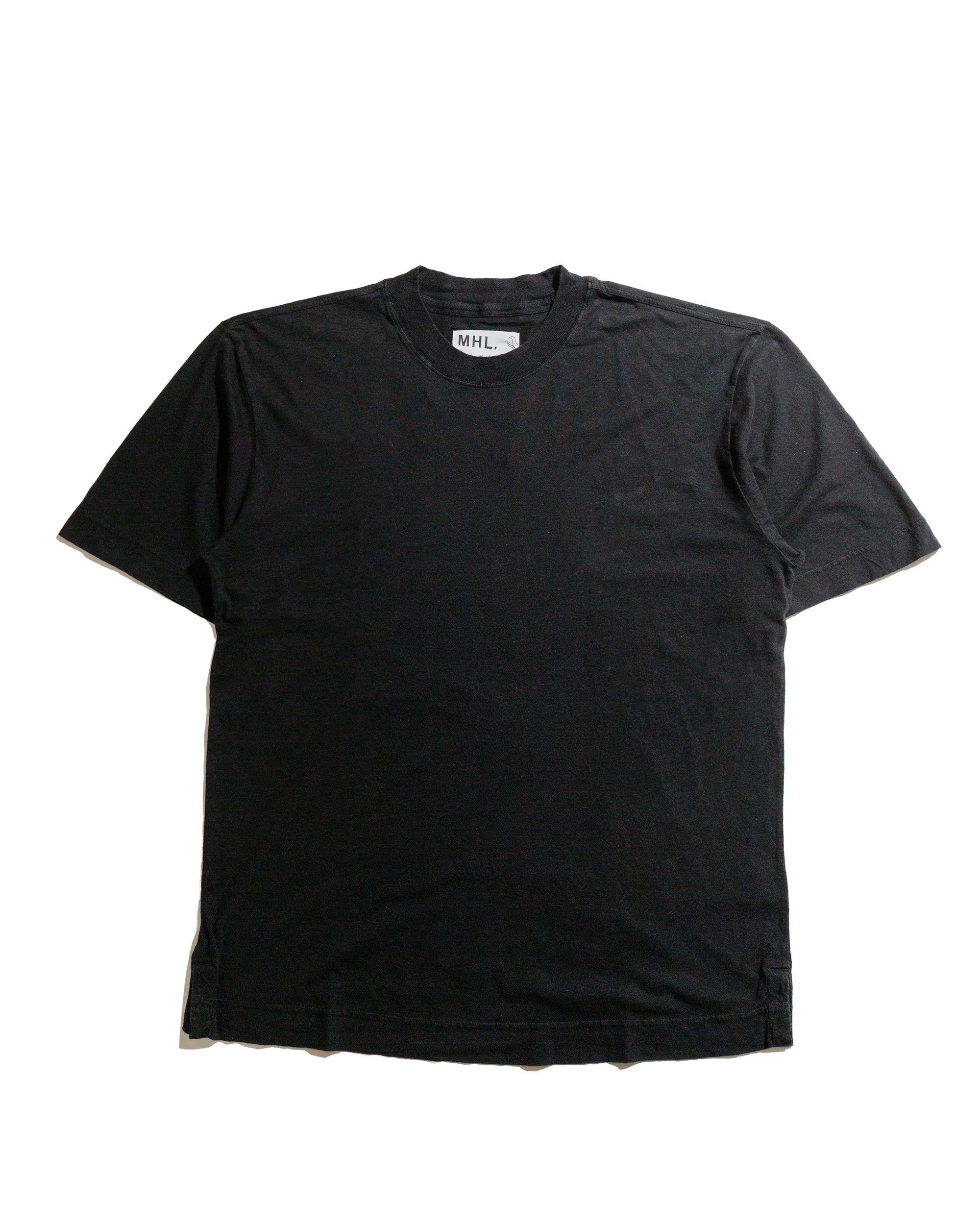 MHL Simple T-Shirt Organic Cotton Linen Jersey Black Scoop neck Fashionable Look